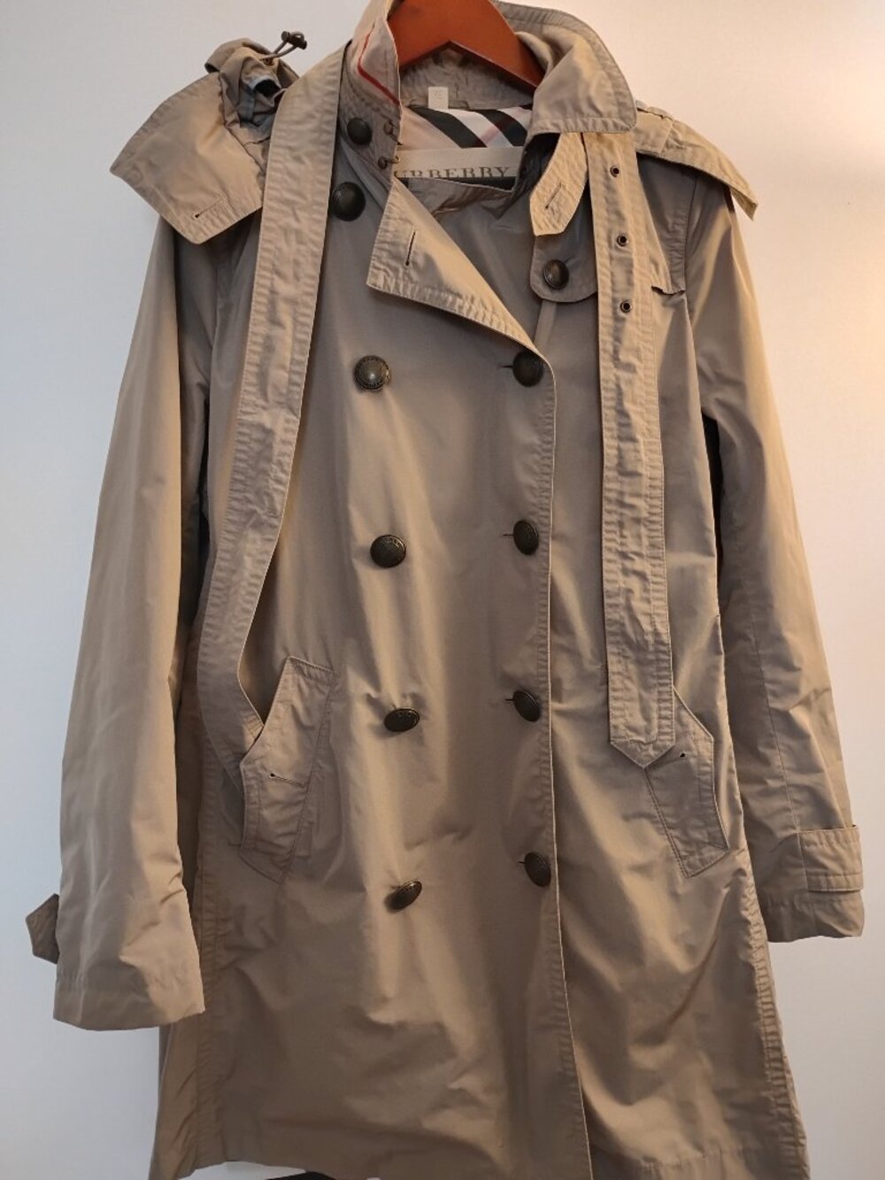 Burberry Brit Hooded Trench Coat 🧥 Nova Check Khaki